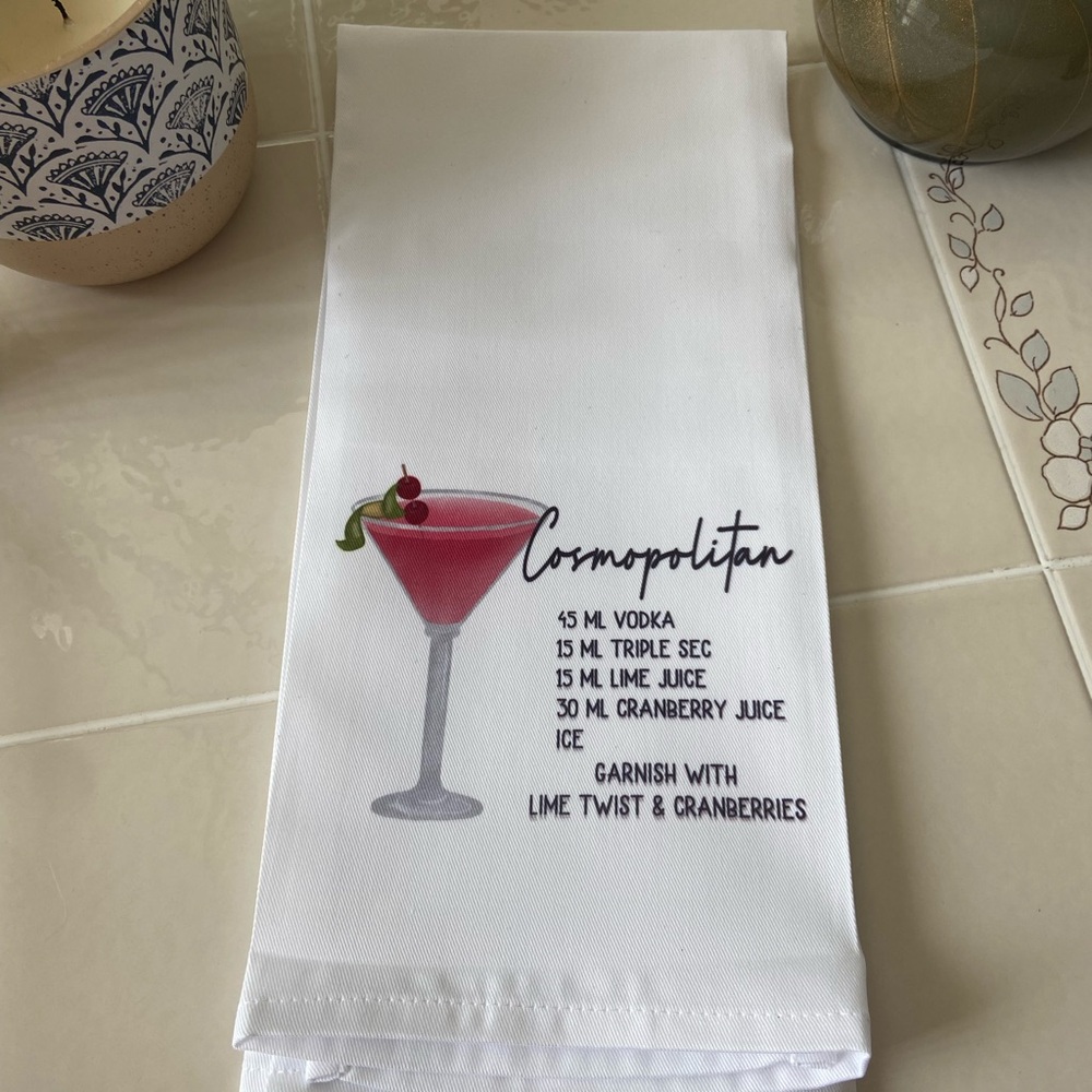 4/$15 Cosmopolitan Cocktail Kitchen Towel